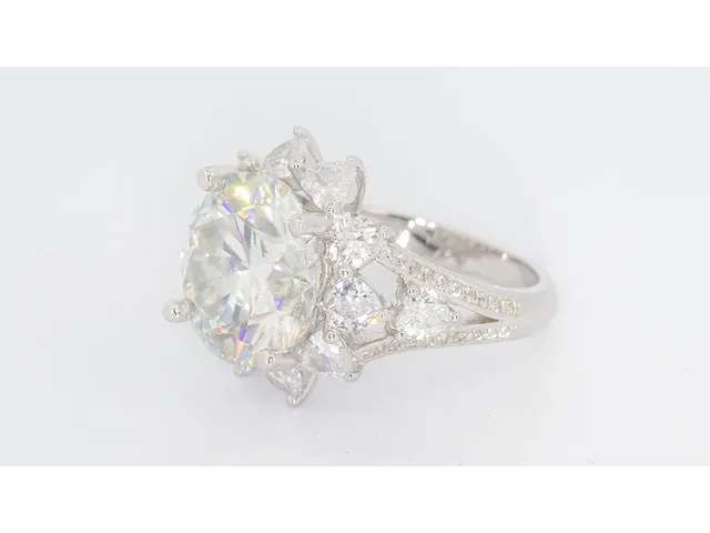 Ring 925 zilver moissanite (d/vvs1) 16.20 karaat - afbeelding 1 van  12