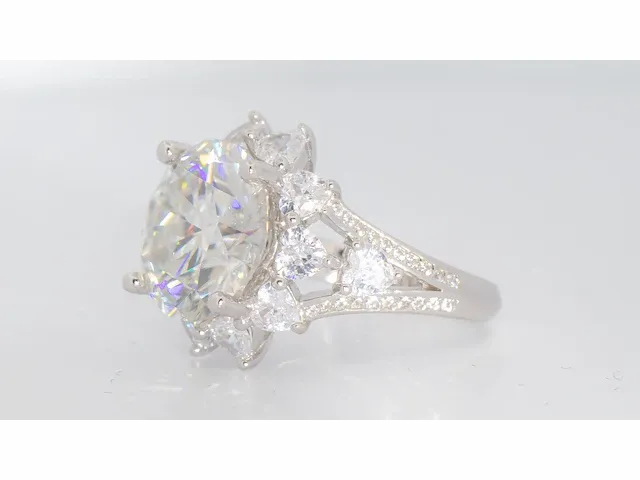 Ring 925 zilver moissanite (d/vvs1) 16.20 karaat - afbeelding 7 van  12