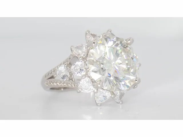 Ring 925 zilver moissanite (d/vvs1) 16.20 karaat - afbeelding 10 van  12