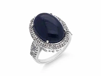 Ring met centraal een grote opaal en natuurlijke diamanten - afbeelding 1 van  6