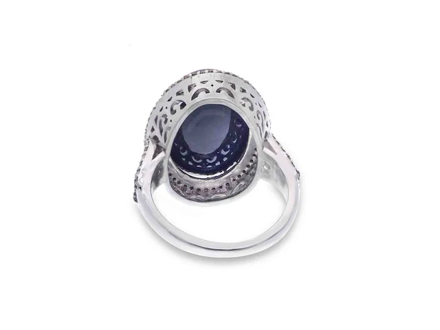 Ring met centraal een grote opaal en natuurlijke diamanten - afbeelding 4 van  6