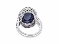 Ring met centraal een grote opaal en natuurlijke diamanten - afbeelding 4 van  6