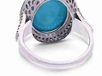 Ring met een grote ovale turquoise en natuurlijke diamanten - afbeelding 4 van  6