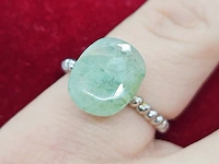 Ring met natuurlijke 10 karaat emerald steen - afbeelding 1 van  6