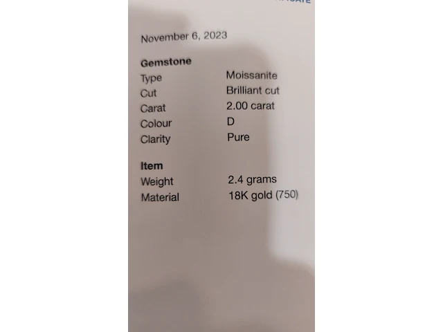 Ring moissanite 2.00 carat - afbeelding 4 van  4