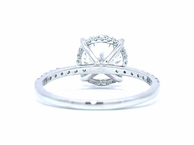 Ring platina met diamant 3,02 crt. f-vs1 en 0,38 crt omliggende diamanten - afbeelding 4 van  8