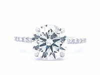 Ring platina met diamant 3,02 crt. f-vs1 en 0,38 crt omliggende diamanten - afbeelding 5 van  8