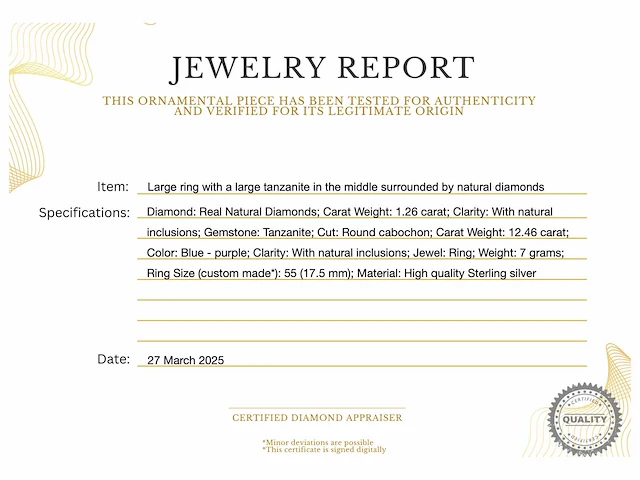 Ring tanzaniet diamant - afbeelding 2 van  2