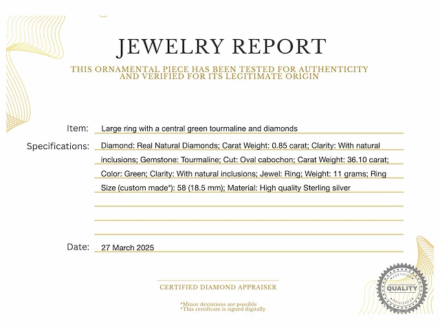 Ring toermalijn diamant - afbeelding 2 van  2