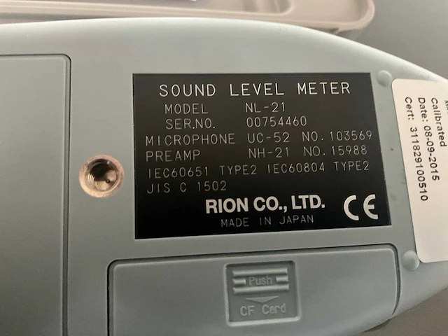 Rion nl-21 geluidmeter - afbeelding 5 van  6
