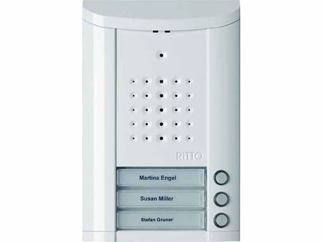 Ritto entravox 1840370 deurstation audio voor 3 gezinswoningen verlichte belknop en naamplaatje wit - afbeelding 1 van  3