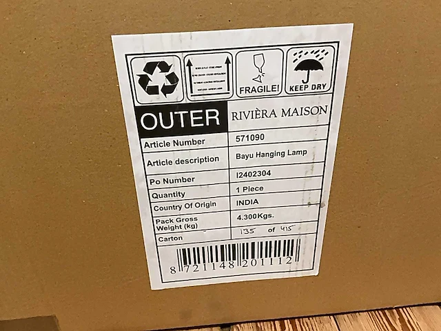 Rivièra maison bayu hanglamp - afbeelding 3 van  3