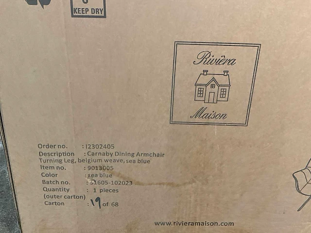 Rivièra maison carnaby dac eetkamerstoel (2x) - afbeelding 9 van  9