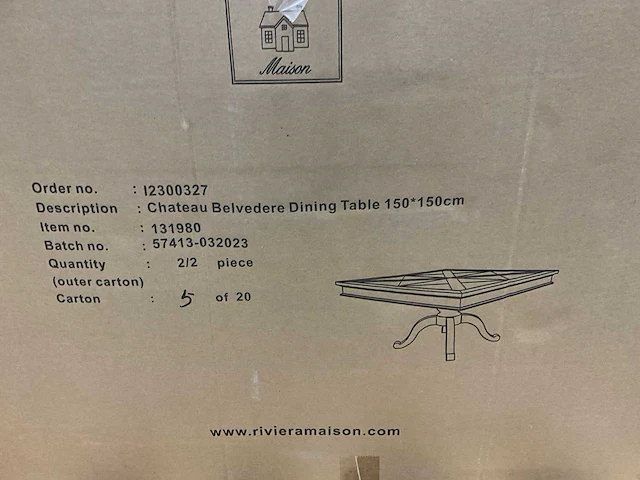 Rivièra maison chateau belvedere eetkamertafel 150x150 - afbeelding 8 van  8