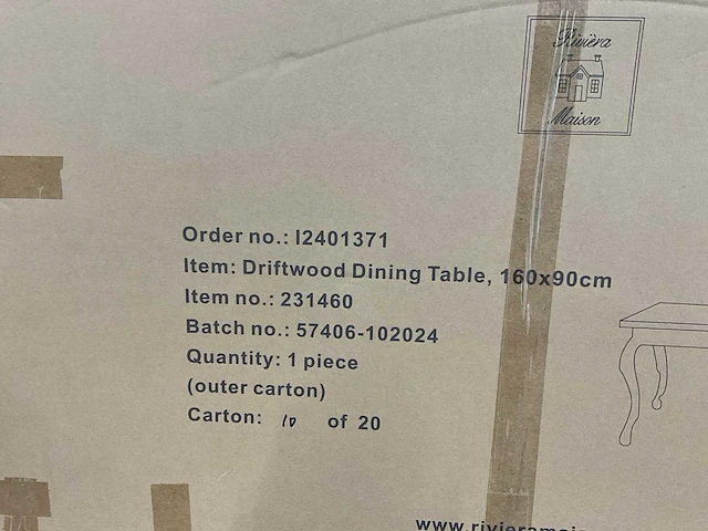 Rivièra maison driftwood eetkamertafel 160 cm - afbeelding 6 van  7