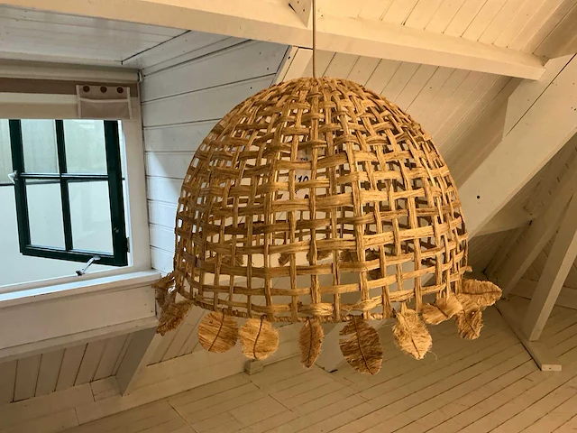 Rivièra maison marisol / rustic rattan hanglamp en tafellamp (2x) - afbeelding 1 van  3