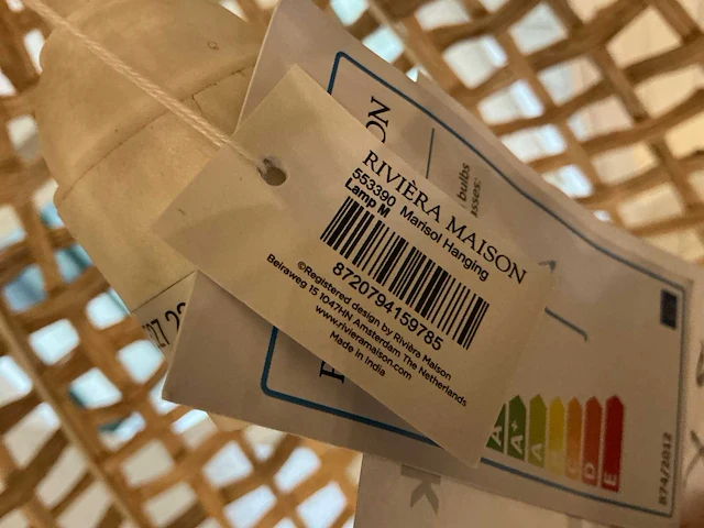 Rivièra maison marisol / rustic rattan hanglamp en tafellamp (2x) - afbeelding 2 van  3