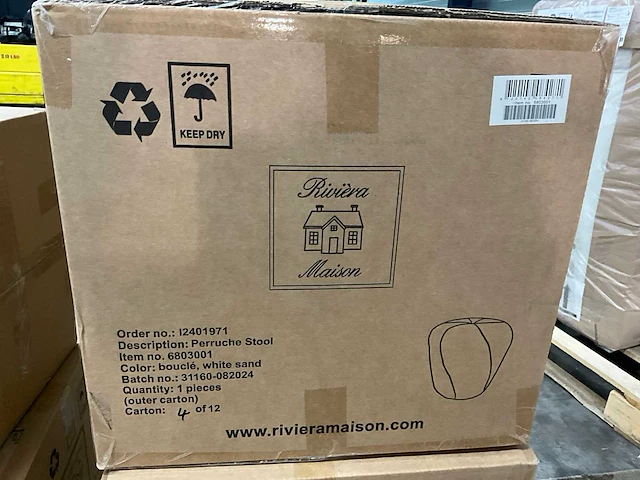 Rivièra maison perruche boucle poef - afbeelding 4 van  5