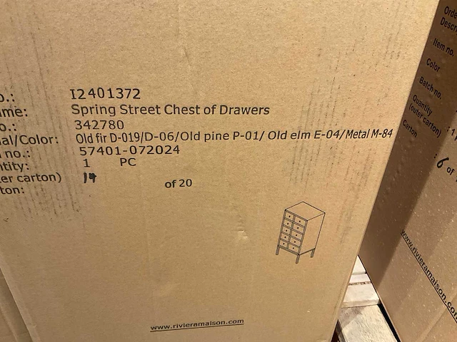 Rivièra maison spring street chest of drawers opbergkast - afbeelding 7 van  7