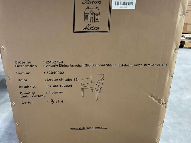 Rivièra maison waverly dac eetkamerstoel (4x) - afbeelding 4 van  12