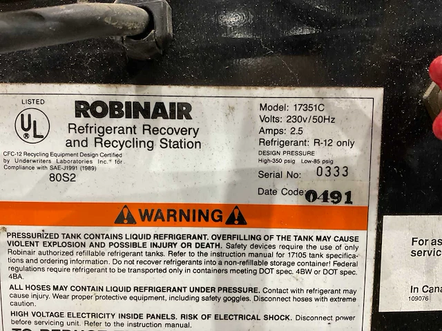 Robinair 17351c koelmiddel terug winning systeem - afbeelding 6 van  6