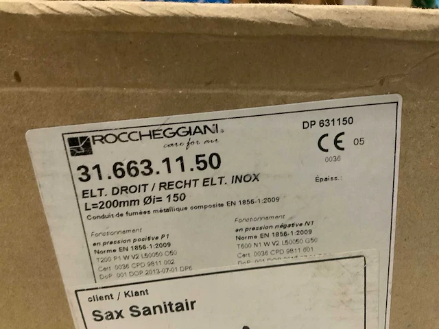 Roccheggiani 31.663.11.50 rookgas buis koppelstuk (2x) - afbeelding 2 van  2