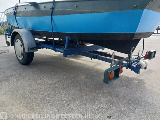 Roeiboot/visboot met trailer en 2 buitenboord motoren, blauw - afbeelding 21 van  43
