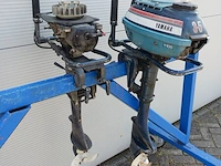 Roeiboot/visboot met trailer en 2 buitenboord motoren, blauw - afbeelding 27 van  43