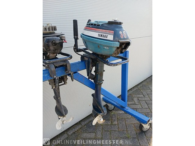 Roeiboot/visboot met trailer en 2 buitenboord motoren, blauw - afbeelding 28 van  43
