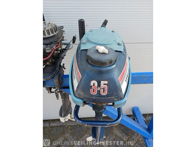 Roeiboot/visboot met trailer en 2 buitenboord motoren, blauw - afbeelding 30 van  43