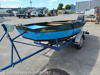 Roeiboot/visboot met trailer en 2 buitenboord motoren, blauw - afbeelding 42 van  43
