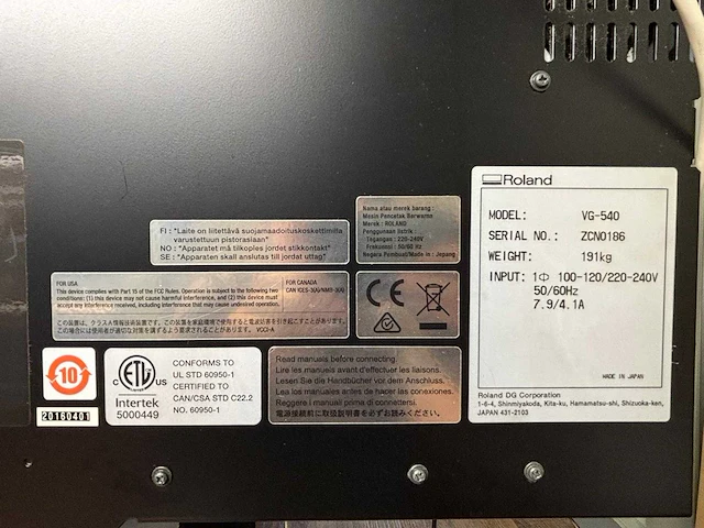 Roland - vg-540 - inktjetprinter/snijplotter - afbeelding 2 van  9