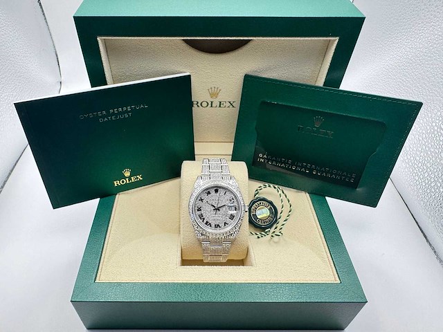 Rolex - datejust 41 | 126300 | full "iced" out with natural diamonds | 2024 - afbeelding 5 van  13