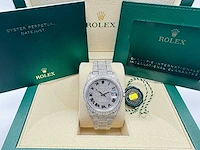 Rolex - datejust 41 | 126300 | full "iced" out with natural diamonds - afbeelding 4 van  13