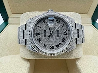 Rolex - datejust 41 | 126300 | full "iced" out with natural diamonds - afbeelding 8 van  13