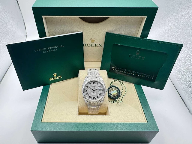 Rolex - datejust 41 | 126300 | full "iced" out with natural diamonds - afbeelding 5 van  13