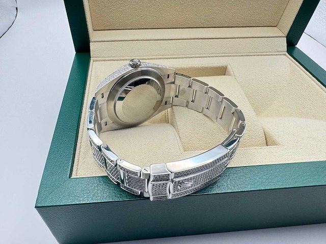 Rolex - datejust 41 | 126300 | full "iced" out with natural diamonds - afbeelding 3 van  13