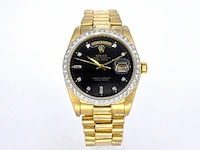 Rolex - gouden rolex oyster perpetual day date polshorloge met natuurlijke diamanten - afbeelding 2 van  9