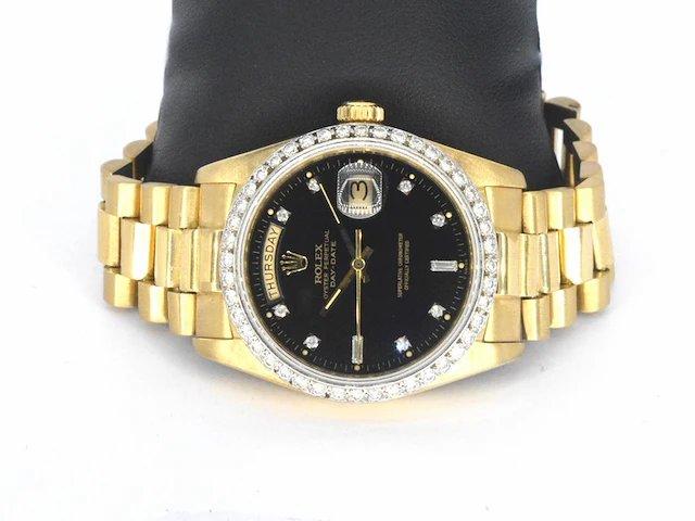Rolex - gouden rolex oyster perpetual day date polshorloge met natuurlijke diamanten - afbeelding 5 van  9