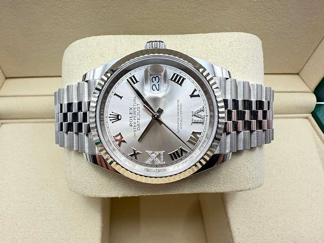 Rolex datejust 36 126234 | silver dial with diamonds | 09-2025 | new - afbeelding 7 van  12