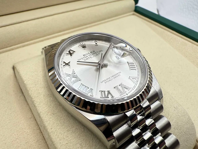 Rolex datejust 36 126234 | silver dial with diamonds | 09-2025 | new - afbeelding 11 van  12