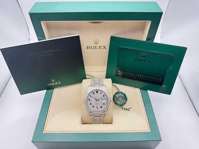 Rolex datejust 41 | 126300 | arabic | full "iced" out with natural diamonds - afbeelding 4 van  12