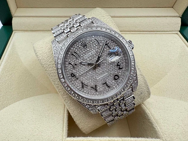 Rolex datejust 41 | 126300 | full "iced" out with natural diamonds - afbeelding 1 van  12