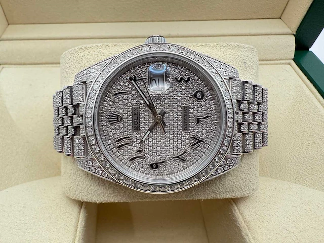 Rolex datejust 41 | 126300 | full "iced" out with natural diamonds - afbeelding 7 van  12