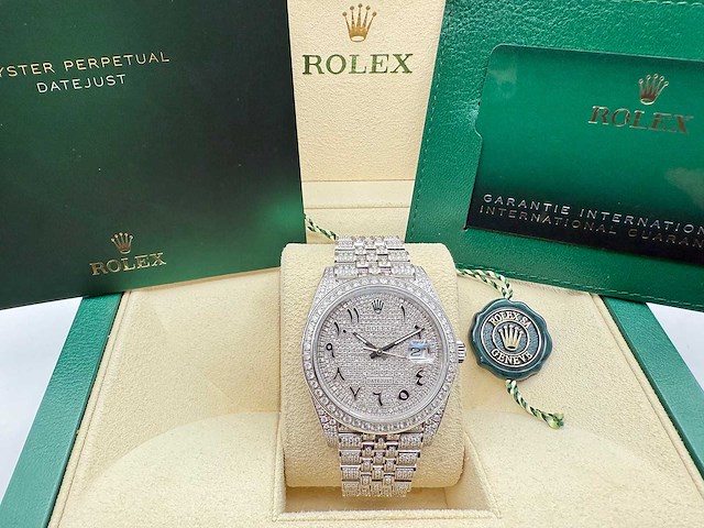 Rolex datejust 41 | 126300 | full "iced" out with natural diamonds - afbeelding 3 van  12