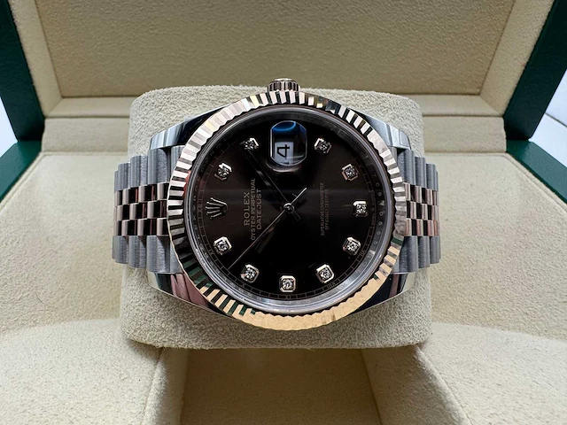 Rolex datejust 41 | 126331 | choco diamonds | 08-2025 | new - afbeelding 7 van  12