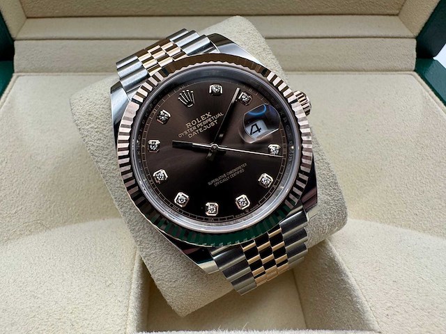 Rolex datejust 41 | 126331 | choco diamonds | 10-2025 | new - afbeelding 1 van  12