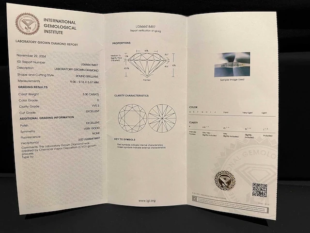 Ronde diamant 3.00 cts. d-vvs-vs igi certificaat - sieraad - afbeelding 4 van  18
