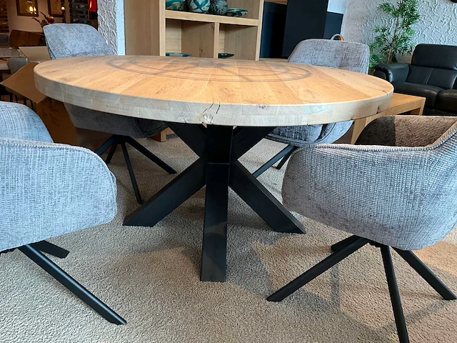 Ronde eiken eetkamertafel - afbeelding 2 van  7