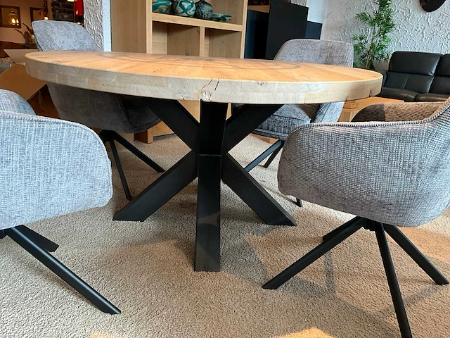 Ronde eiken eetkamertafel - afbeelding 3 van  7